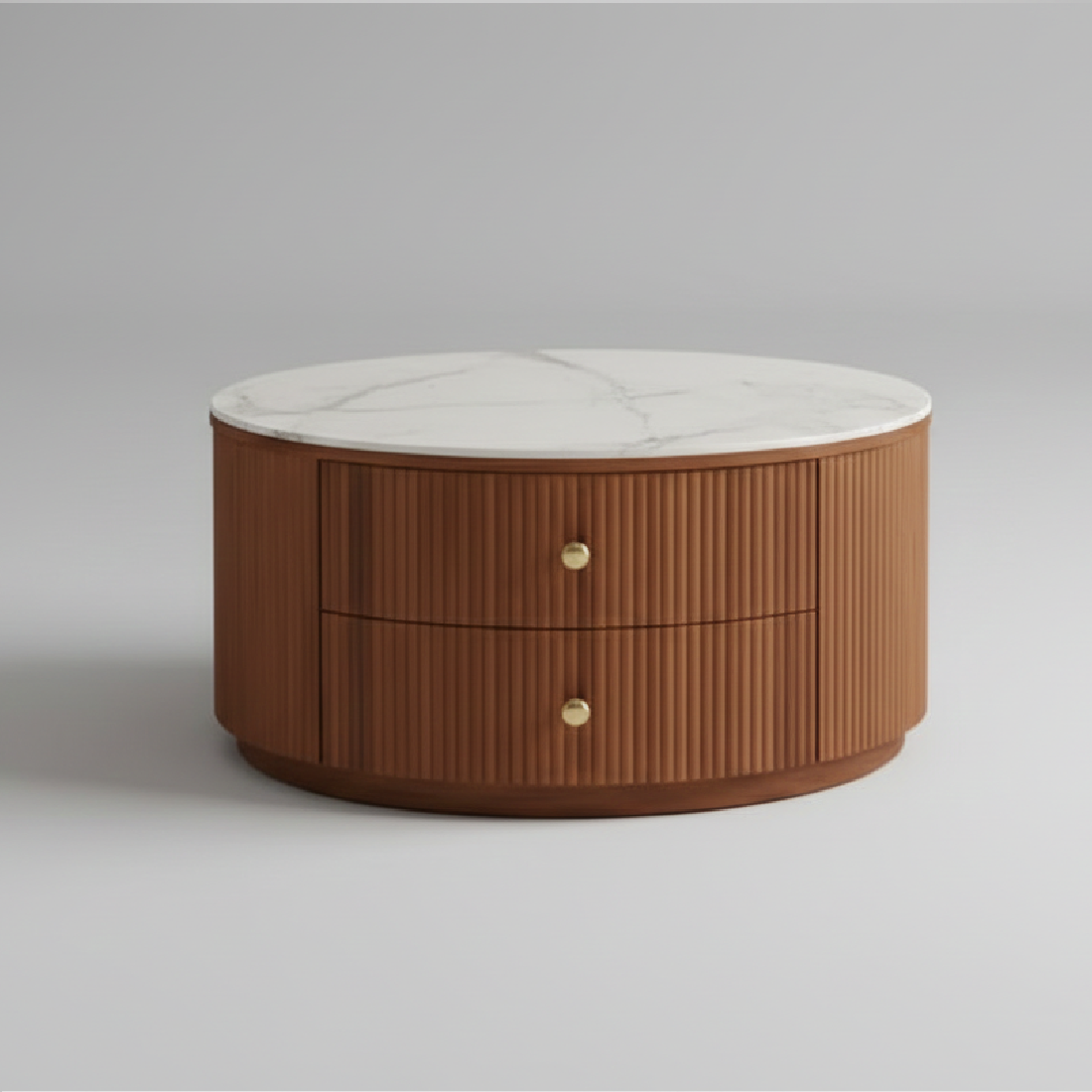 Aspen Walnut Timber Base and Stone Coffe Table