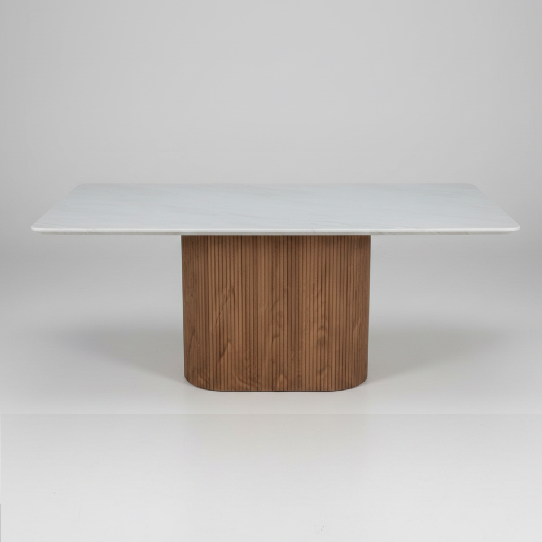 Aspen Walnut Timber Base and Stone Top Dining Table