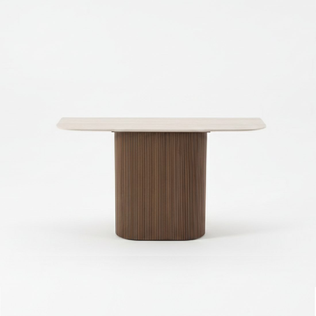 Atlas Walnut Timber and Travetine Hall Table