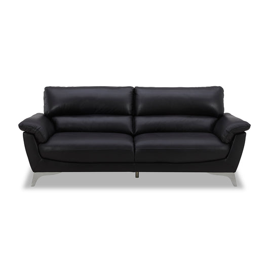 Averlyn 3 Seater Black Leather Lounge