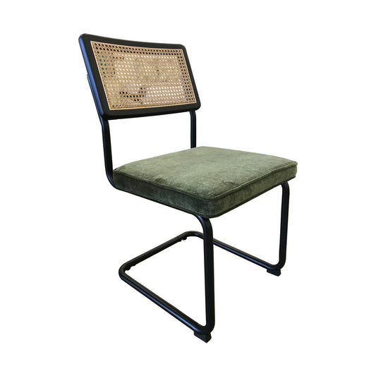 Baggio Green and Rattan Dining Chair