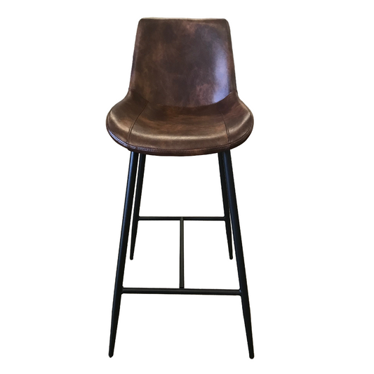 Bevan Brown PU Bar Stool with Black Legs