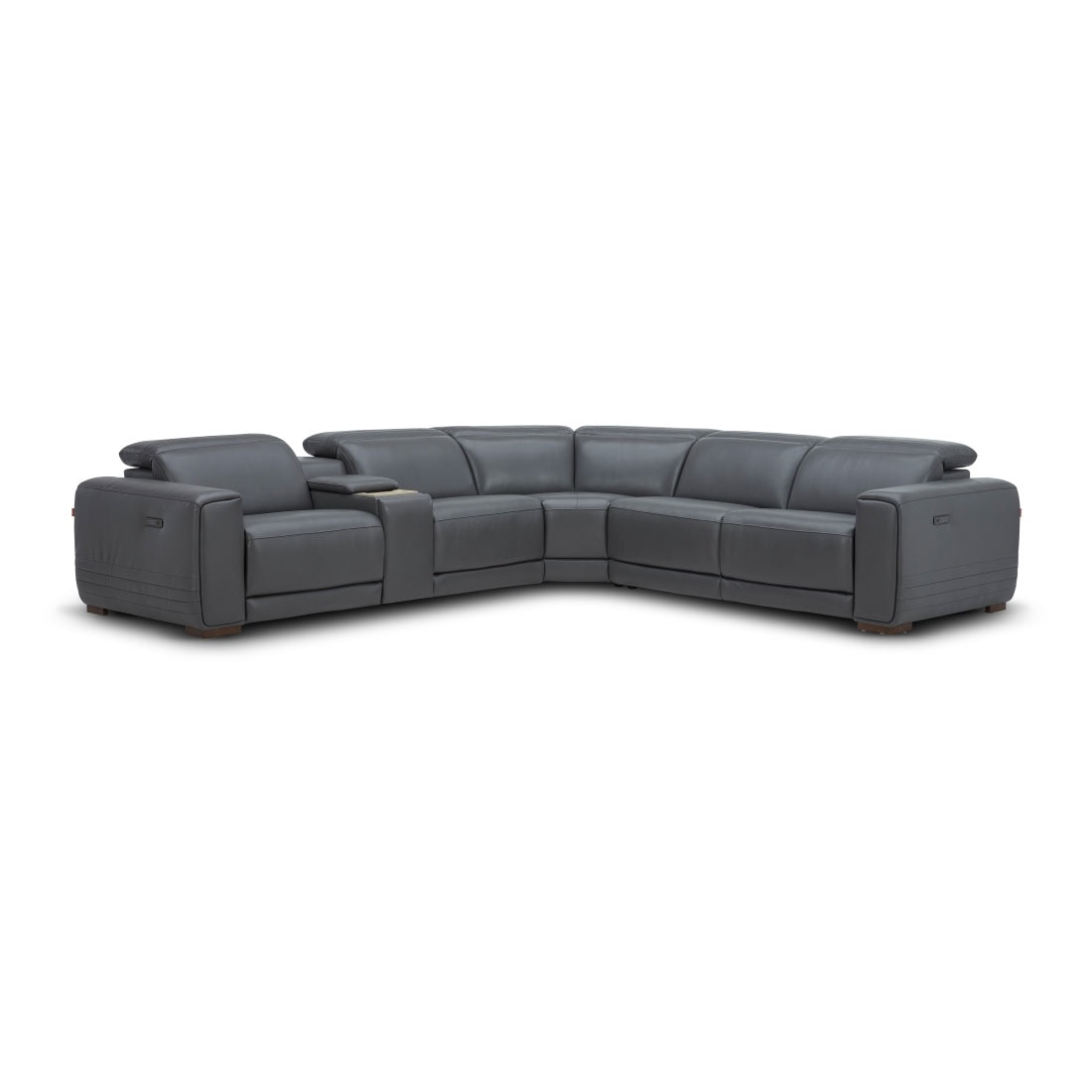 Burbank Corner Modular Reclining Leather Lounge in Black Color