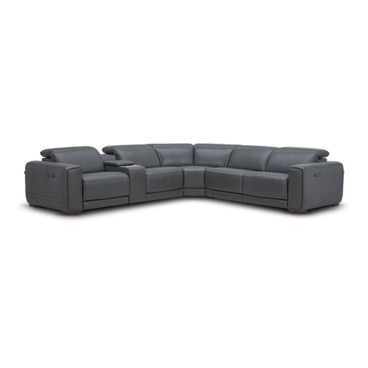 Burbank Corner Black Modular Reclining Leather Lounge