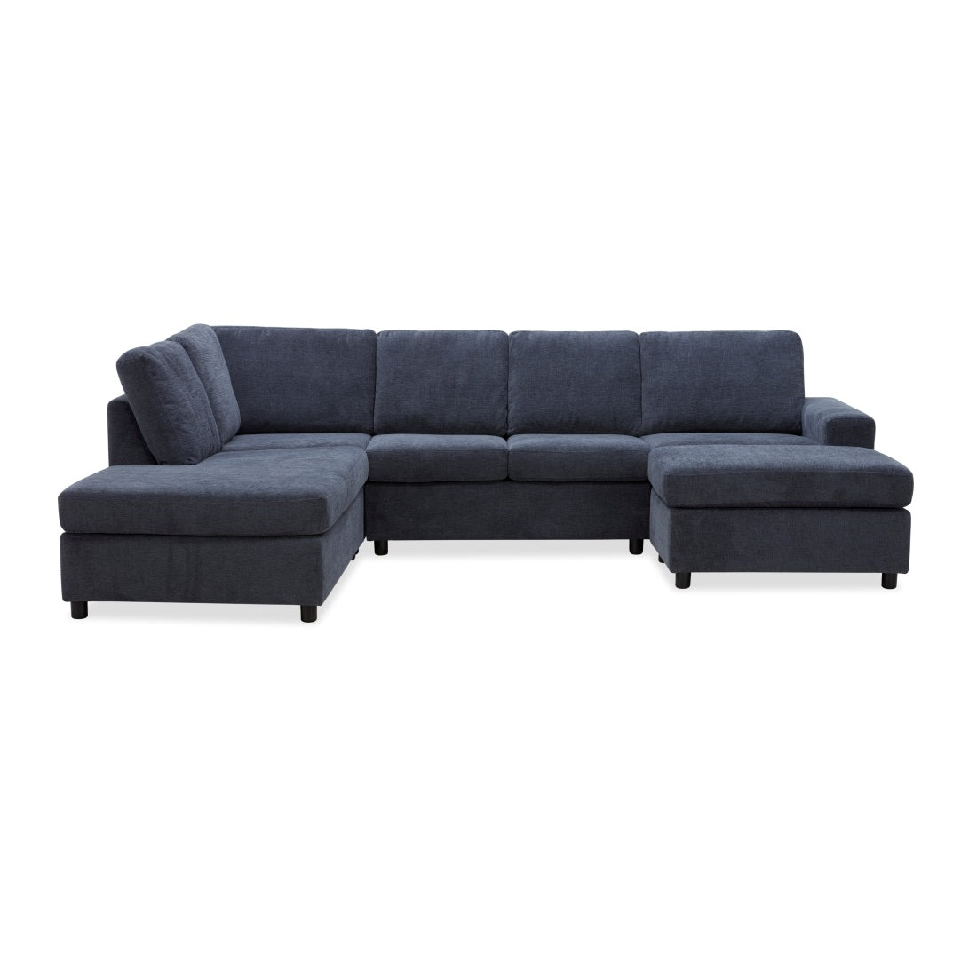 Butavia Fabric Chaise Plus Corner Plus 2 Seater Plus Single Seater Plus Ottoman in Dark Blue