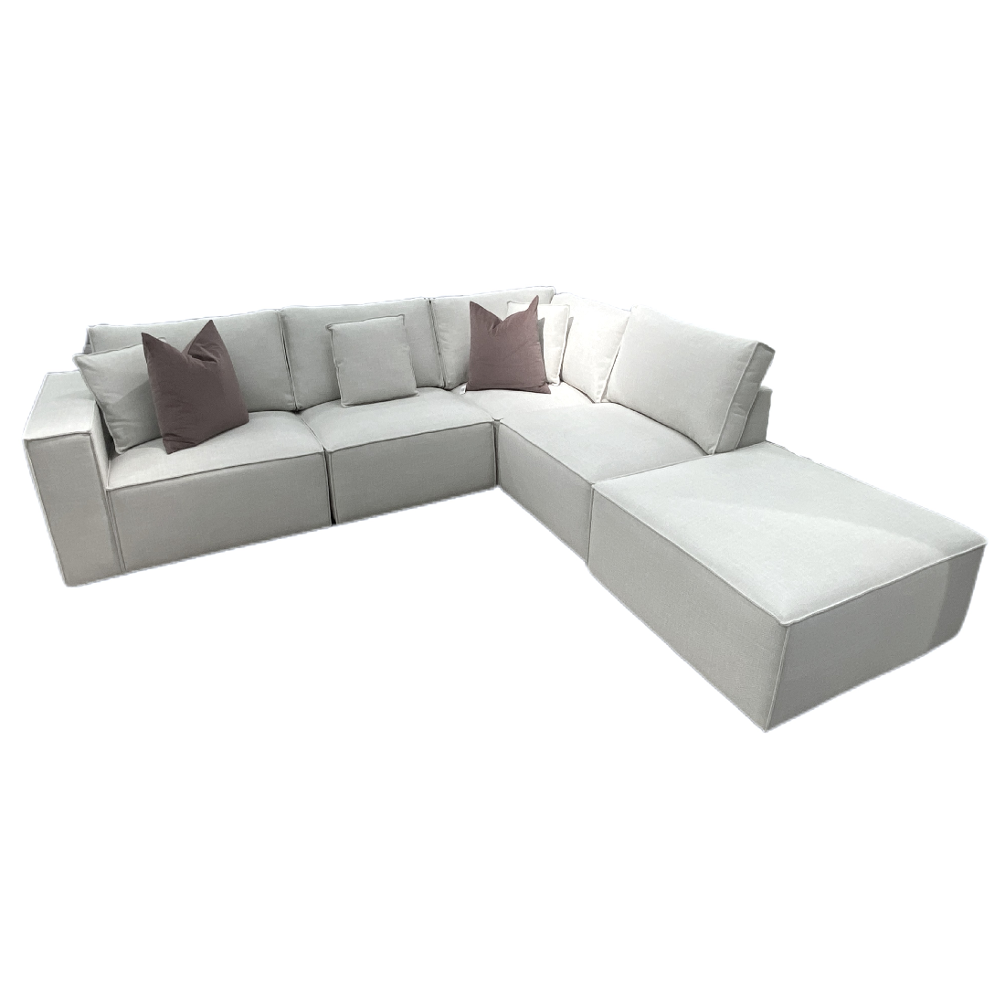 Everest Pearl Fabric Modular RHF Chaise with Ottoman