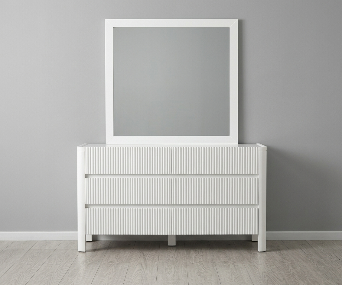 Moninca White Dresser and Mirror