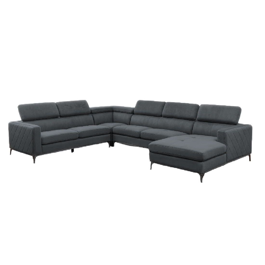 Houston Corner Fabric Lounge with RHF Chaise in Dark Grey Color