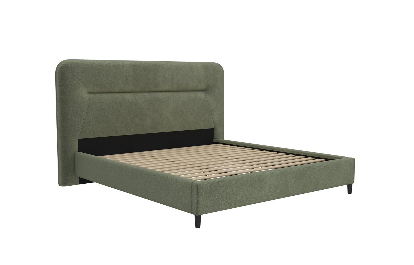 Lizzy Sage Green Fabric Queen Bed