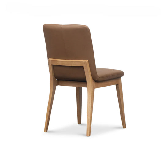 Recco Cognac Leather and Timber Dining Chair