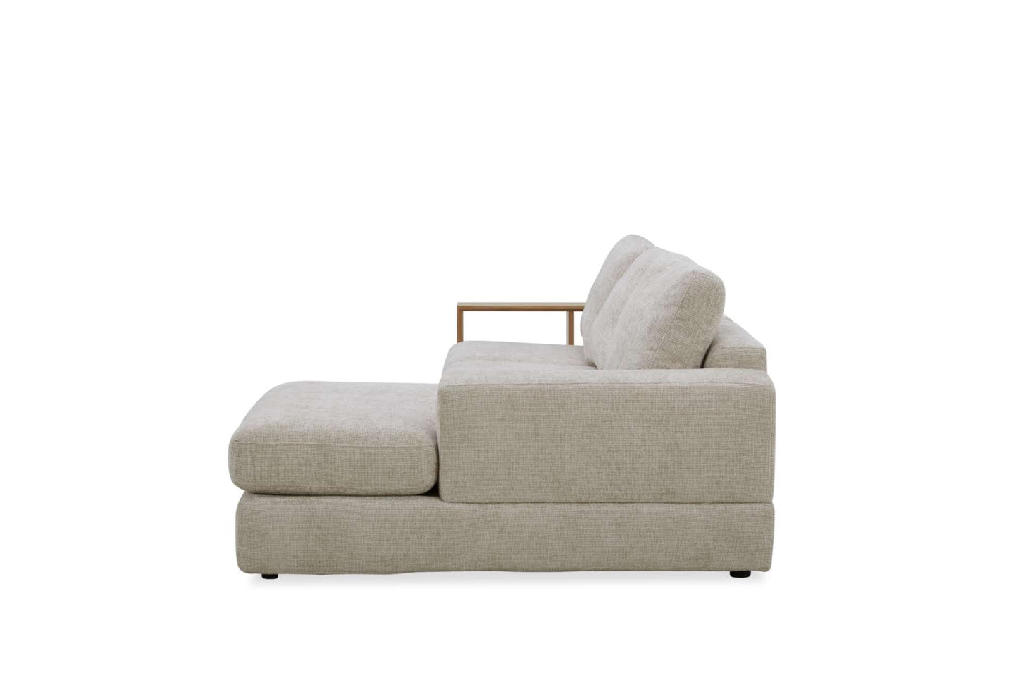 Roxy 2.5 Seater RHF Fabric Chaise with Wooden Arm