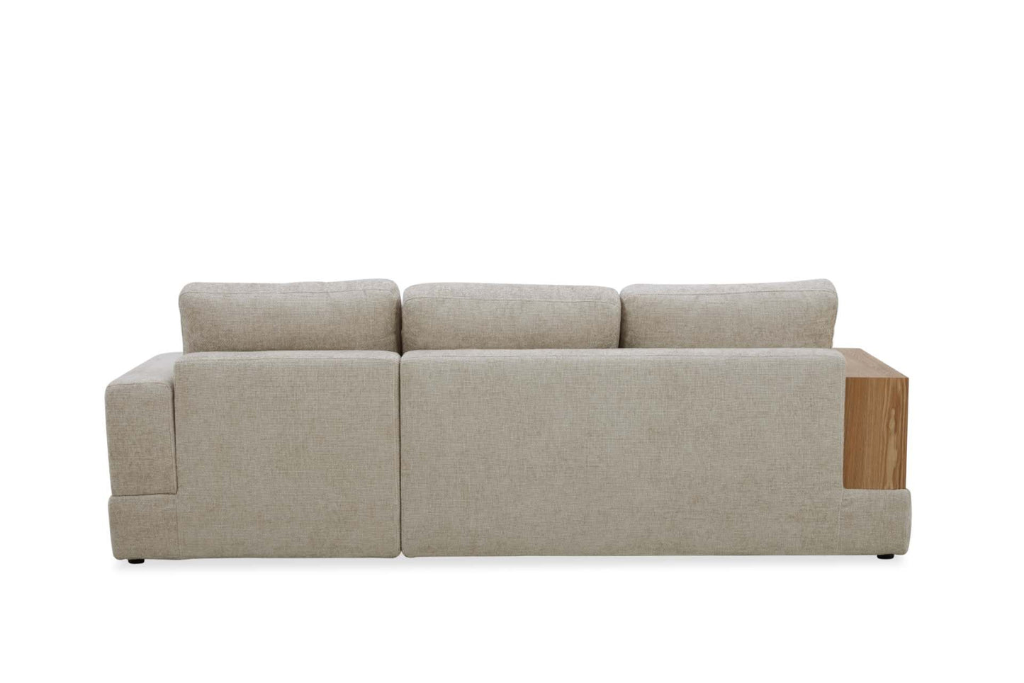 Roxy 2.5 Seater RHF Fabric Chaise with Wooden Arm