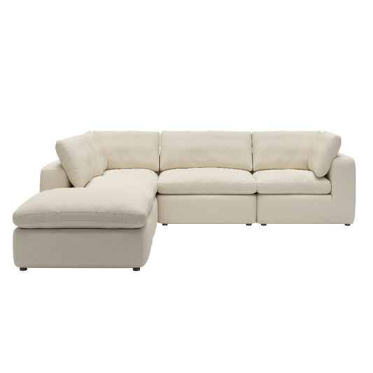 Veneto White Feather Filled Fabric Modular Lounge