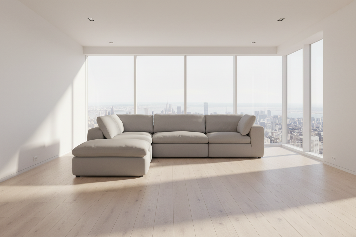 Veneto Grey Feather Filled Fabric Modular Lounge