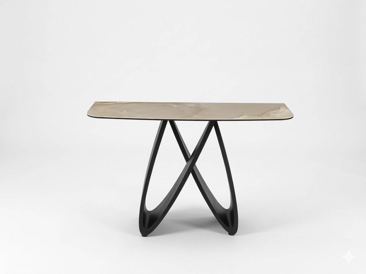 Riva Gloss Ceramic Glass top Hall Table