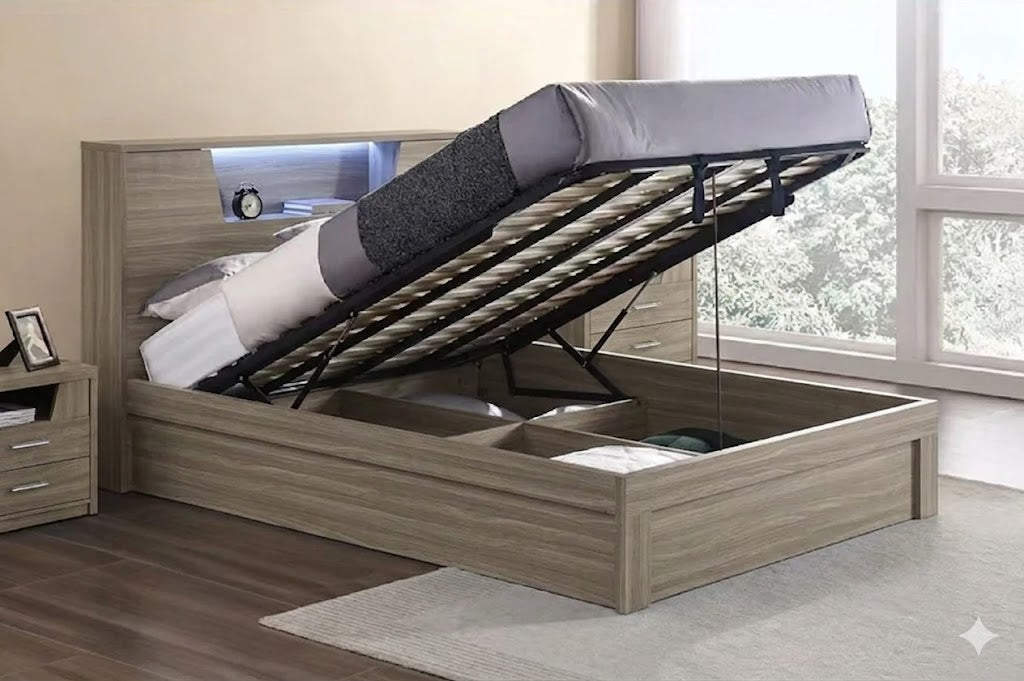 Cambridge Gas Lift Bed in Oak Colour