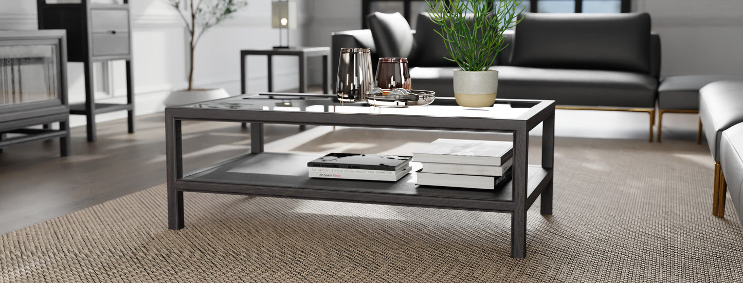 Hei Black Timber and Glass Top Coffee Table