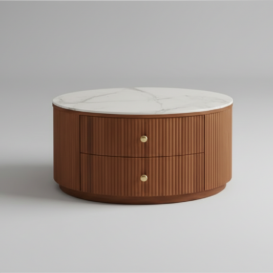 Aspen Walnut Timber Base and Stone Coffe Table