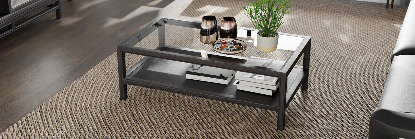 Hei Black Timber and Glass Top Coffee Table