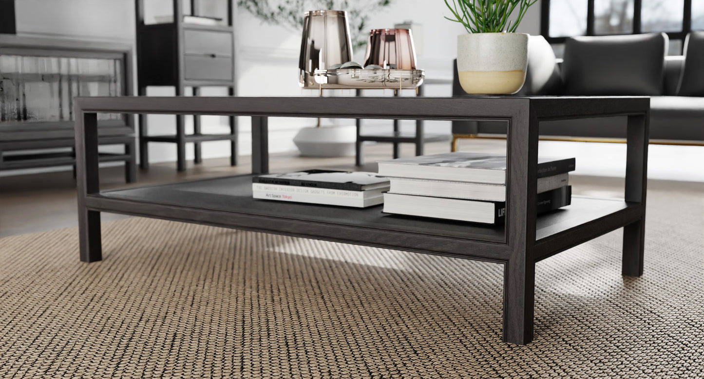 Hei Black Timber and Glass Top Coffee Table