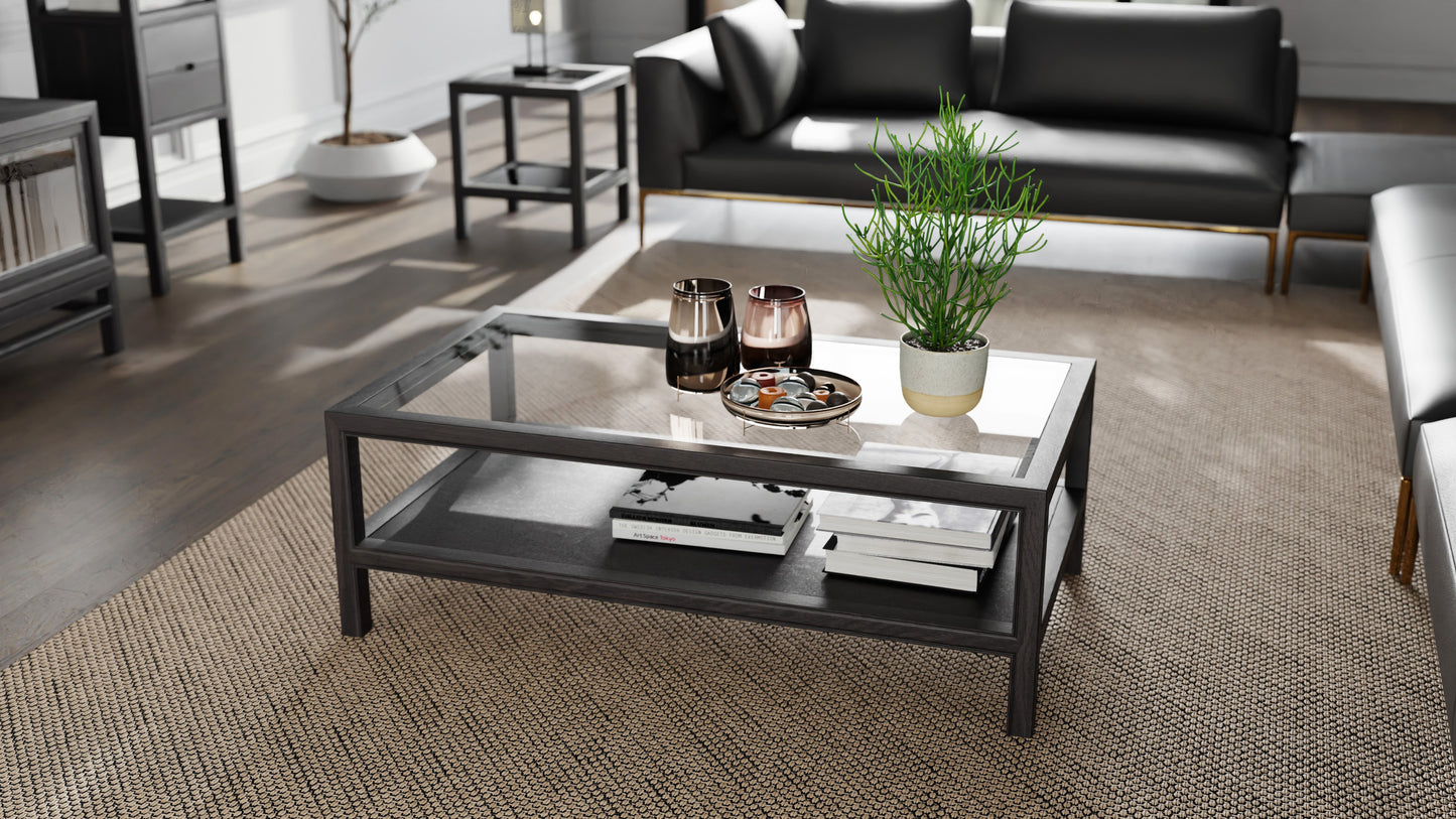 Hei Black Timber and Glass Top Coffee Table