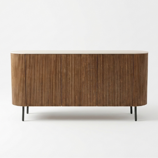 Atlas Walnut Timber and Travetine Buffet