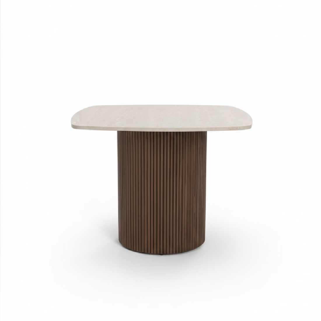 Atlas Walnut Timber and Travetine Lamp Table