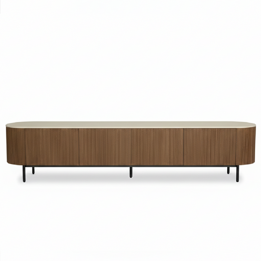 Atlas Walnut Timber and Travetine TV Unit