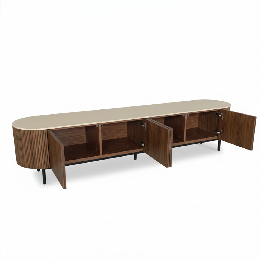 Atlas Walnut Timber and Travetine TV Unit