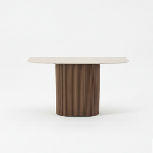 Atlas Walnut Timber and Travetine Hall Table