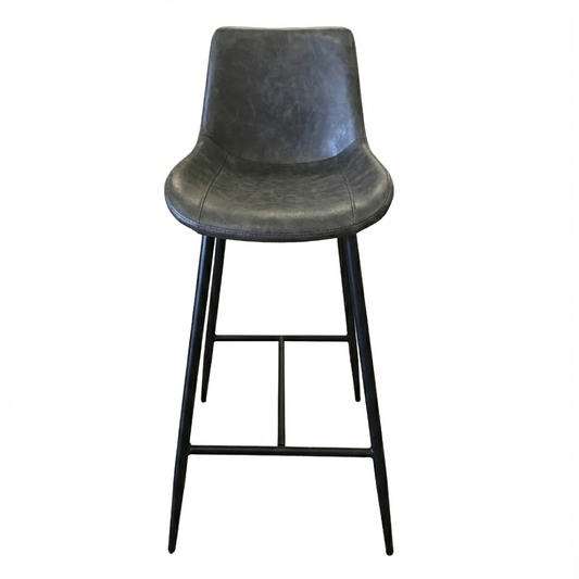 Bevan Grey PU Bar Stool with Black Legs