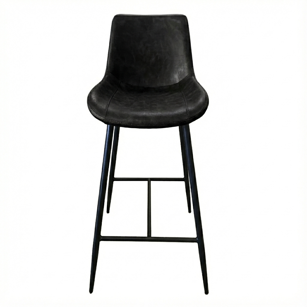 Bevan Black PU Bar Stool with Black Legs