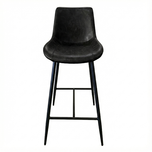 Bevan Black PU Bar Stool with Black Legs