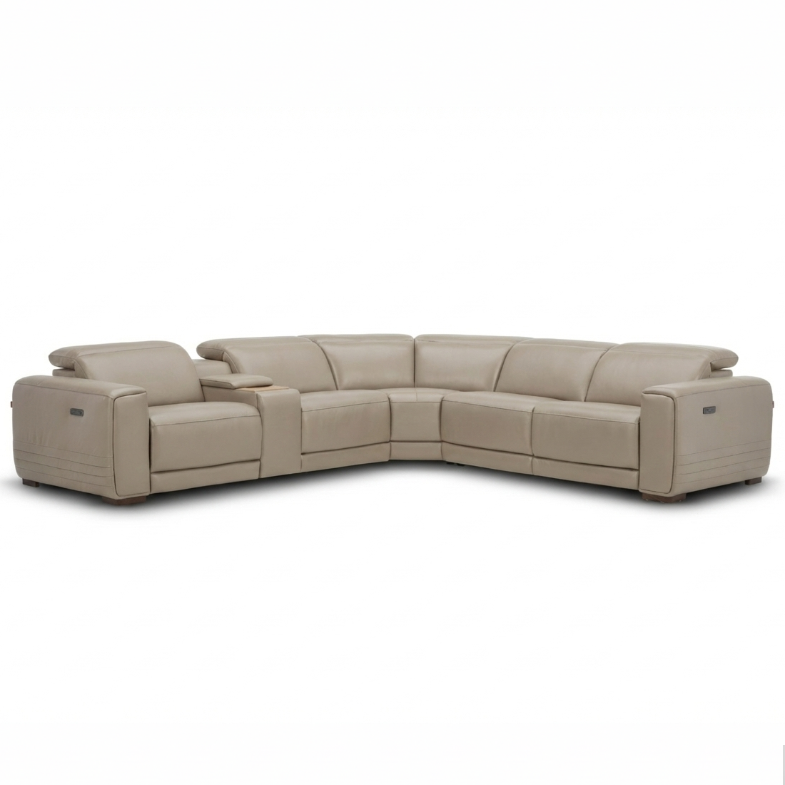 Burbank Corner Creamy Modular Reclining Leather Lounge