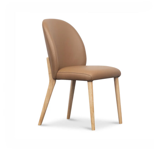 Chole Cognac Leather and Timber Dining Chair