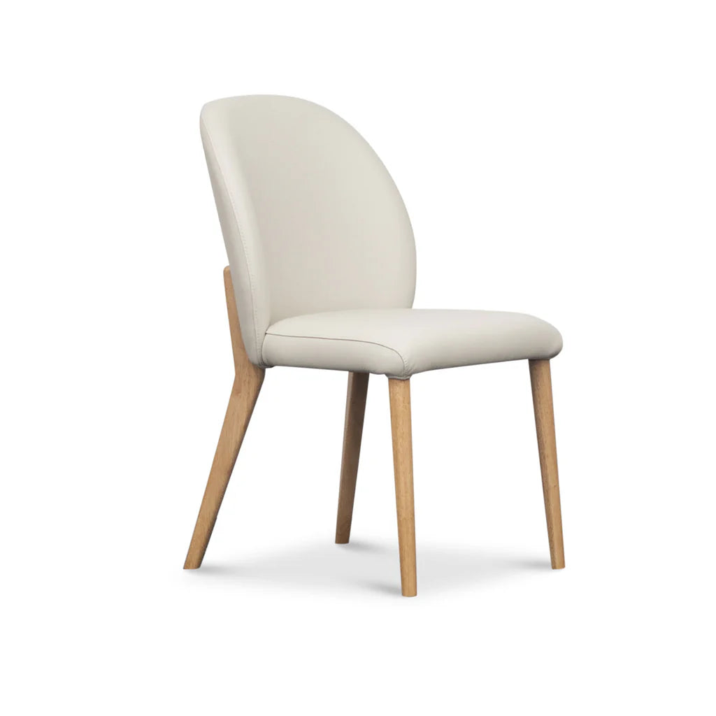 Chole Frost Leather and Timber Dining Chair