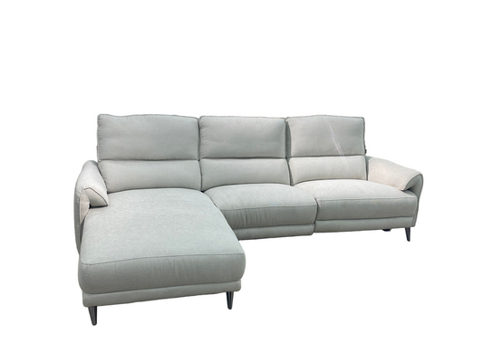 Dayson Fabric Chaise LHF with Electric Recliner In Light Grey Color