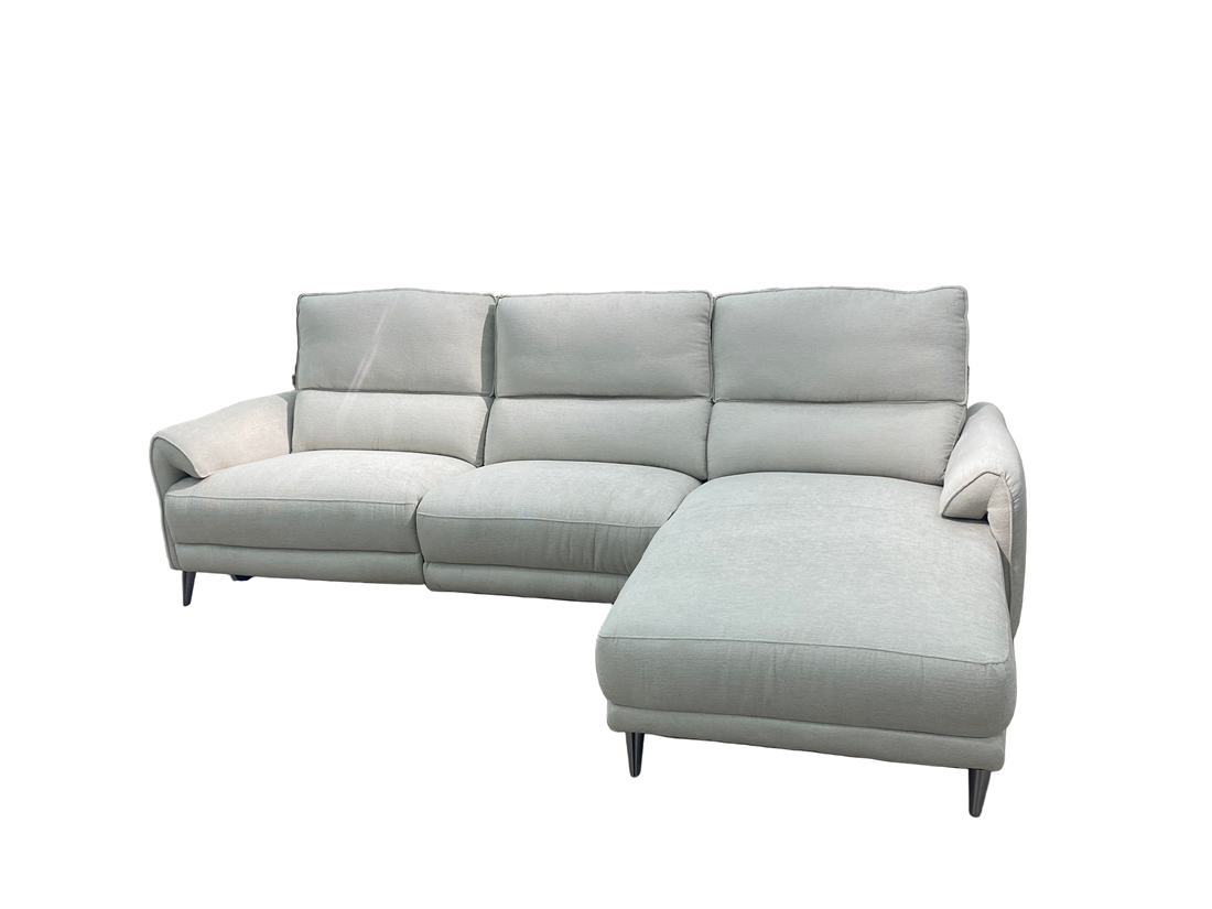 Dayson Fabric Chaise RHF with Electric Recliner in Light Grey Color