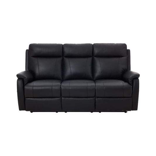 Black leather sofa on a white background