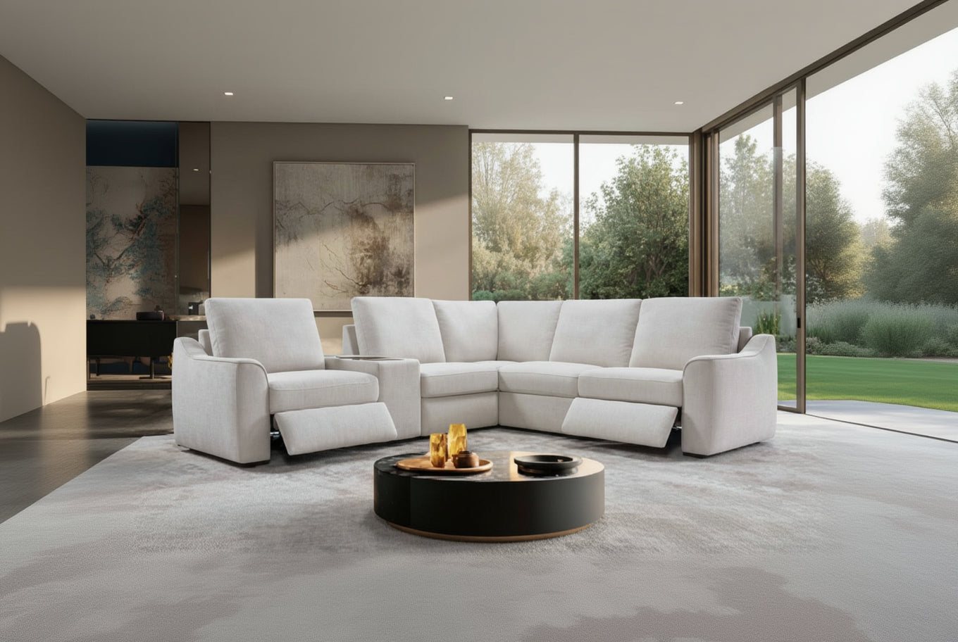 Dorian Fabric Corner Modular Lounge with Electric Recliners