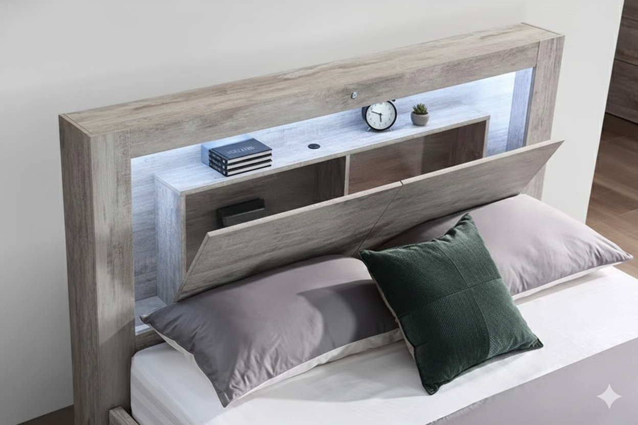 Victoria Washed Oak Lift Storage Bed