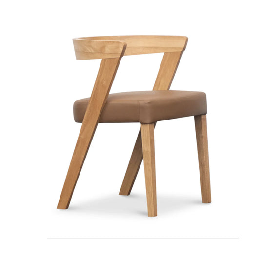Eden Cognac Leather and Timber Dining Chair