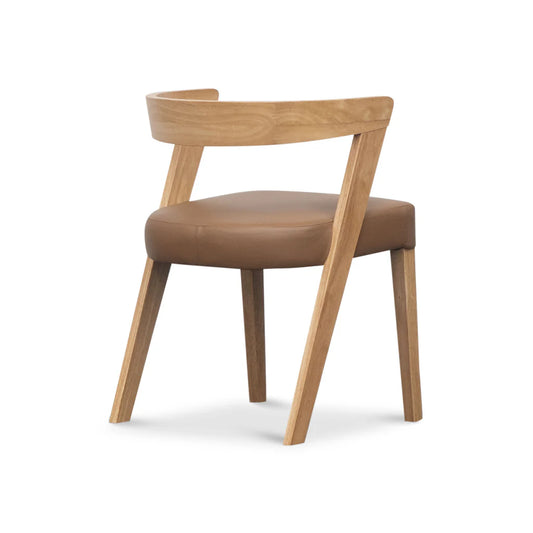 Eden Cognac Leather and Timber Dining Chair