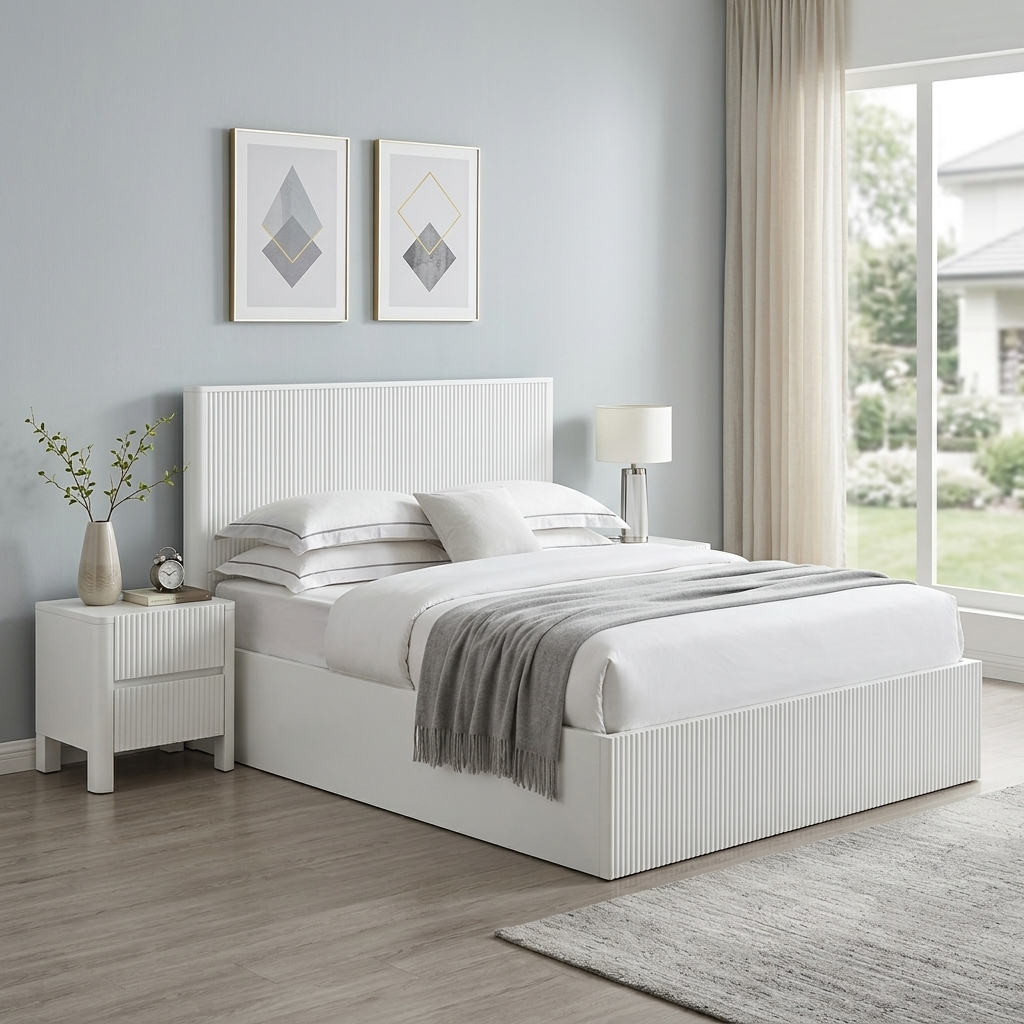 Monica White Storage Bed
