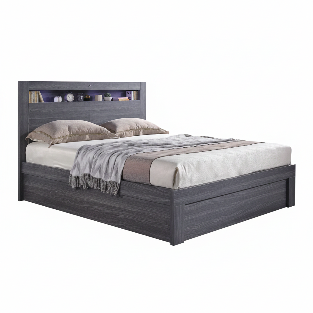 Austin Gas Lift Storage Bed in Walnut