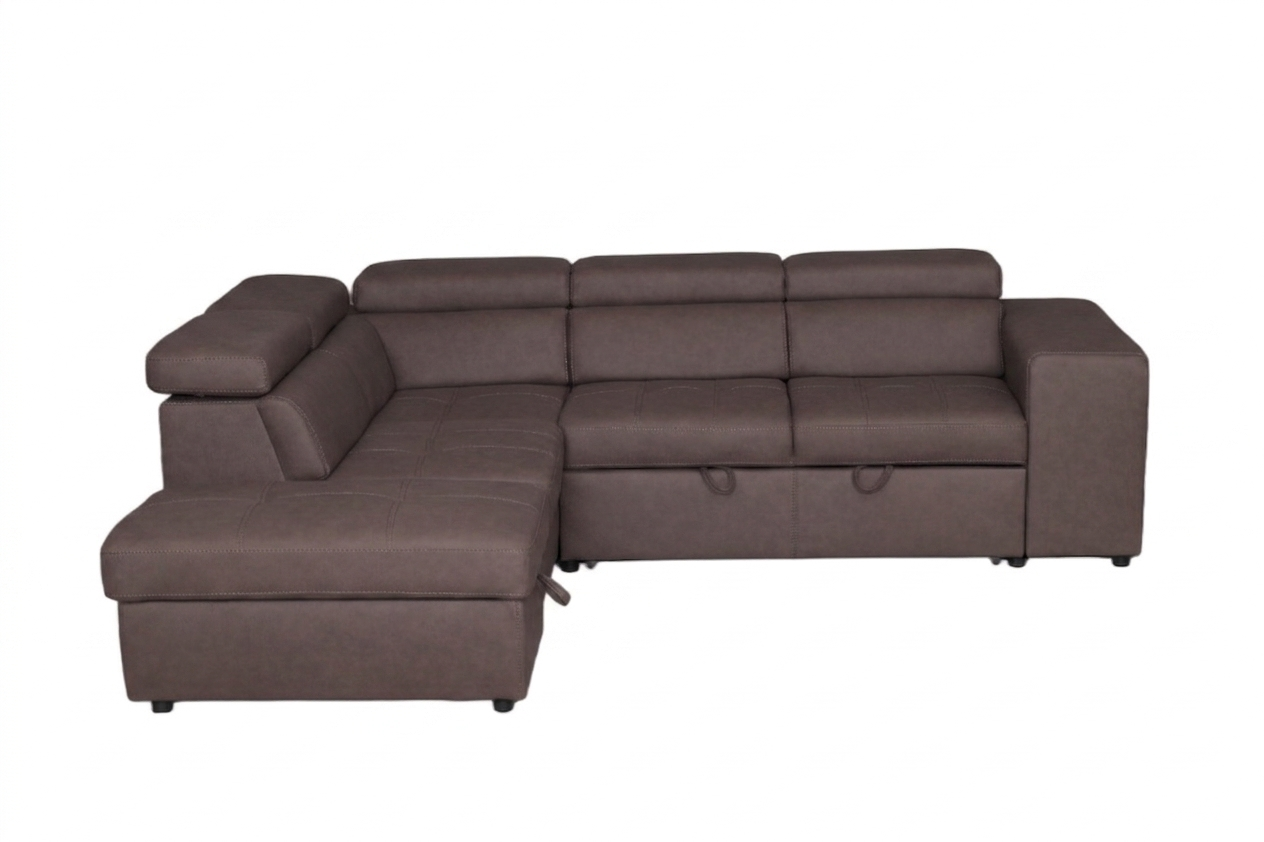 Tobias Fabric 3-Seater Sofa Bed with Corner Chaise & Storage Ottoman