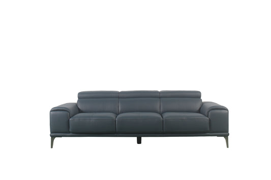 Violet Leather 3 Seater Blue