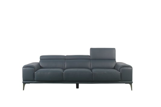 Violet Leather 3 Seater Blue