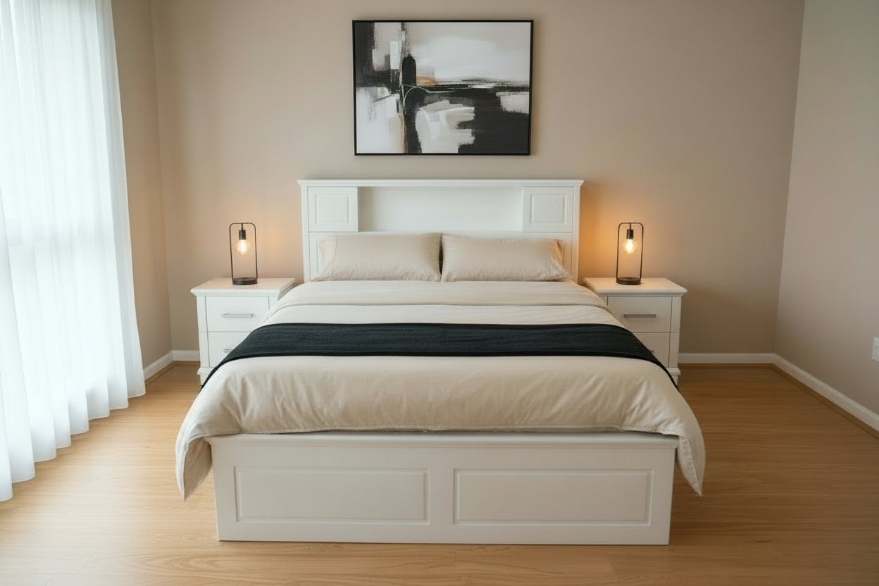 Bordeaux White Lift Storage Bed