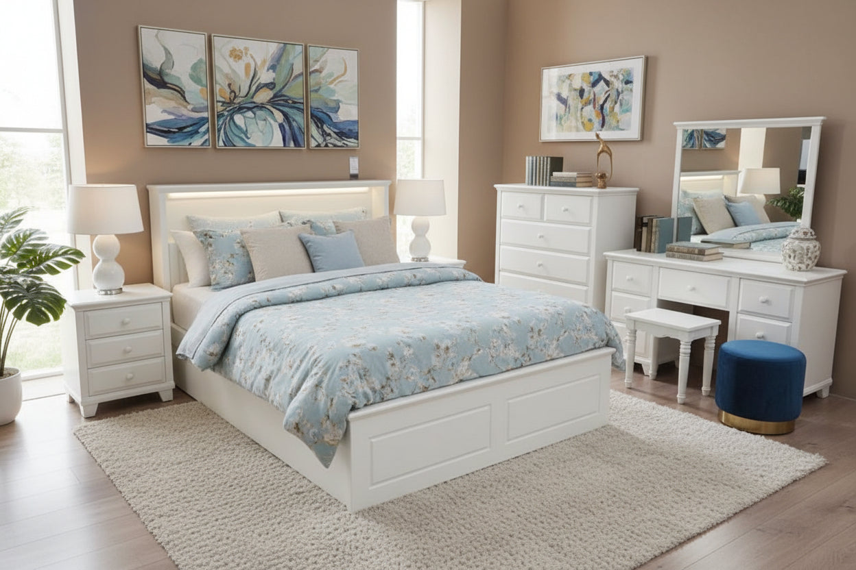 Toulouse White Lift Storage Bed